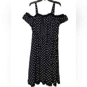Lane Bryant Polka Dot size 14/16 cold shoulder ruffle flare dress